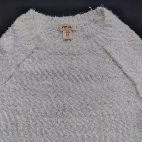 YES LOLA Ivory Fuzzy Knit Pullover Sweater - Picture 2 of 6